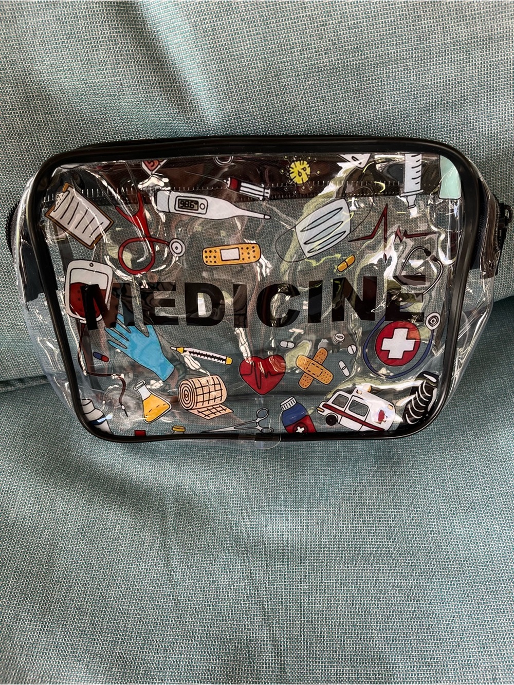 Clear Medical Travel Pouch Black Trim